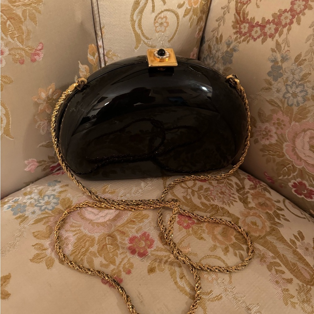 Rare Bullock’s Vintage Made in Italy Black Lucite Handmade Crossbody Bag